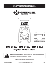 Greenlee DM-200A, DM-210A, DM-510A Multimeters (Europe) Datenblatt