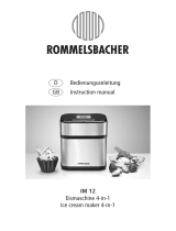 Rommelsbacher 4 in 1 Eismaschine IM 12 "Kurt", 1,5 Liter, 12 Watt Benutzerhandbuch