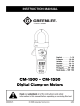 Greenlee CM-1500, CM-1550 Clamp-on Meter, AC/DC (Europe) Benutzerhandbuch