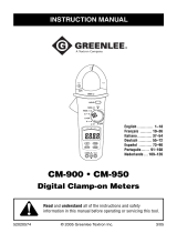 Greenlee CM-900, CM-950 Clamp-on Meter, AC/DC (Europe) Benutzerhandbuch