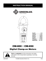 Greenlee CM-800 / CM-850 Clamp-on Meter (Europe) Benutzerhandbuch