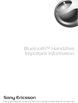 Sony Ericsson BLUETOOTH HANDSFREE Bedienungsanleitung