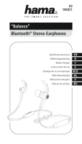 Hama 184021 Balance Bluetooth Stereo Earphones Bedienungsanleitung
