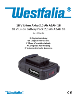 Westfalia 878474 18V Li Ion Battery Pack 2.0 Ah A2AH 18 Bedienungsanleitung