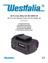 Westfalia 878475 18V Li Ion Battery Pack Bedienungsanleitung