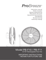 ProBreeze PB-F10, PB-F11 12 and 16 Inch Rechargeable Floor Fan Benutzerhandbuch